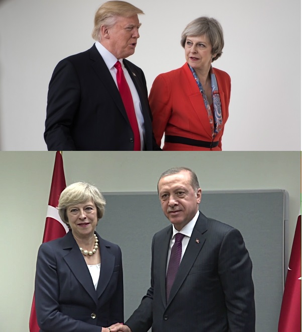 Theresay May, Donald Trump et Recep Tayyip Erdogan