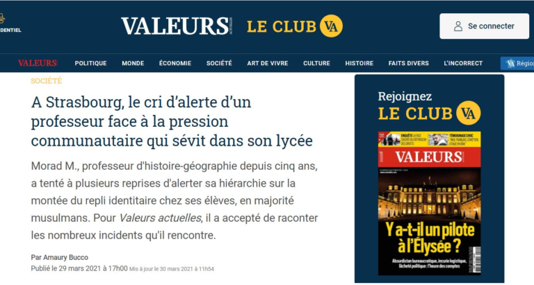 article valeurs actuelles professeur histoire