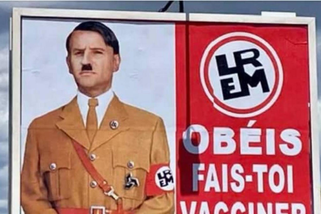 Macron plainte affiche Hitler